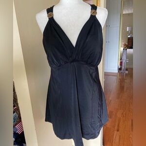 Jaclyn Smith Black Wrap Embellished Tank One Piece